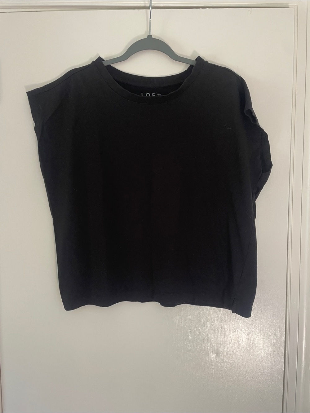LOFT Black Boxy Short-Sleeve Tee